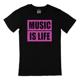 Music Is Life Siyah Tişört
