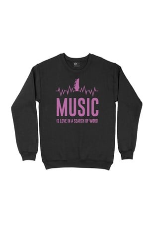 Music Is Love Siyah Sweatshirt