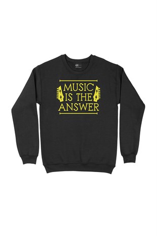 Music Is The Answer Siyah Sweatshirt