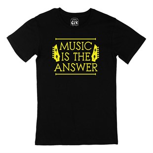 Music Is The Answer Siyah Tişört