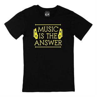 Music Is The Answer Siyah Tişört