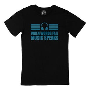 Music Speaks Headphone Siyah Tişört