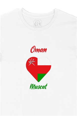 Muskat Umman Bayraklı Kalpli Tişört