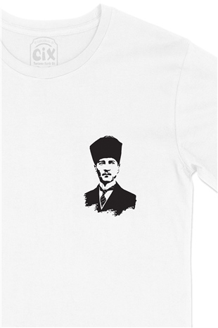Mustafa Kemal Atatürk Cep Logo Tasarımlı Beyaz Tişört