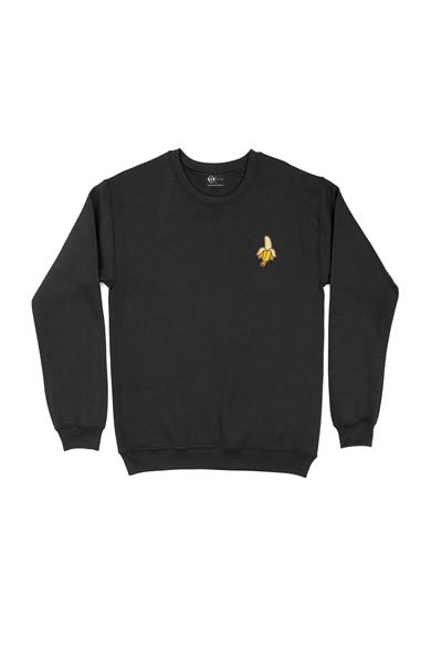Muz Minimal Cep Tasarım Baskılı Sweatshirt