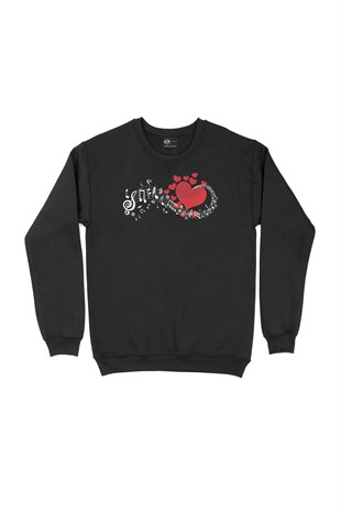 Müzik Aşkı Siyah Sweatshirt