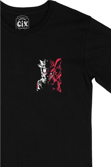 Naruto Evil Cep Logo Tasarımlı Siyah Tişört