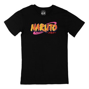 Naruto Logolu Siyah Tişört