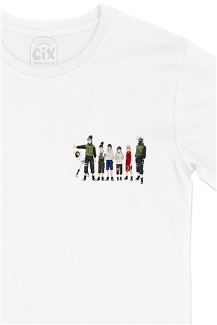 Naruto Team Cep Logo Tasarımlı Beyaz Tişört