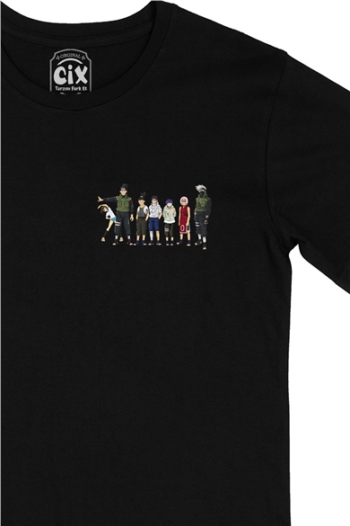Naruto Team Cep Logo Tasarımlı Siyah Tişört