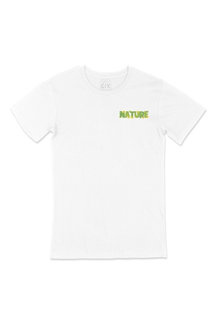 Nature Doğa Cep Logo Tasarımlı Beyaz Tişört