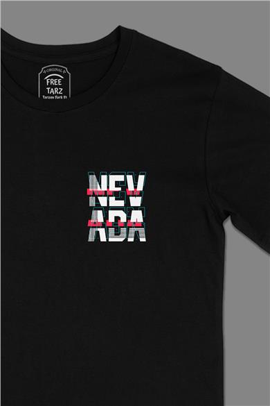 Nevada USA Cep Tasarımlı Siyah Tişört