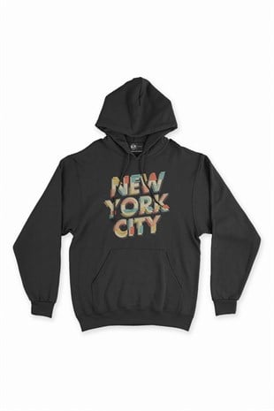 New York City Siyah Kapşonlu Sweatshirt Hoodie