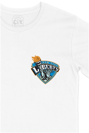 New York Liberty Cep Logo Tasarımlı Beyaz Tişört