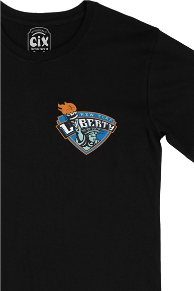 New York Liberty Cep Logo Tasarımlı Siyah Tişört