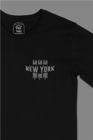 New York Originals Cep Tasarımlı Siyah Tişört