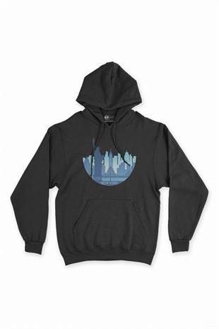 New York Siyah Kapşonlu Sweatshirt Hoodie