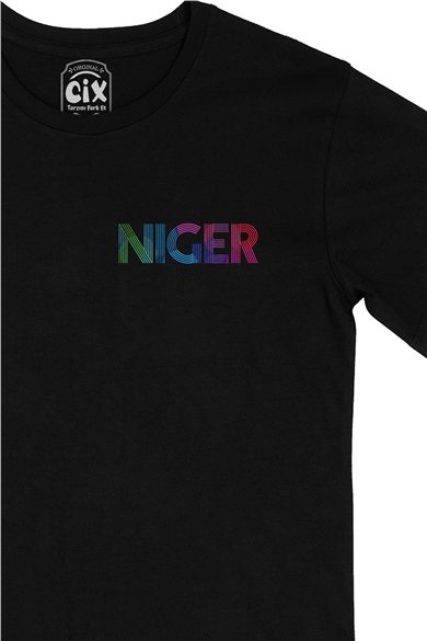 Nijerya Cep Logo Tasarımlı Siyah Tişört