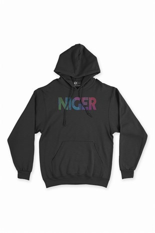 Nijerya Siyah Kapşonlu Sweatshirt Hoodie