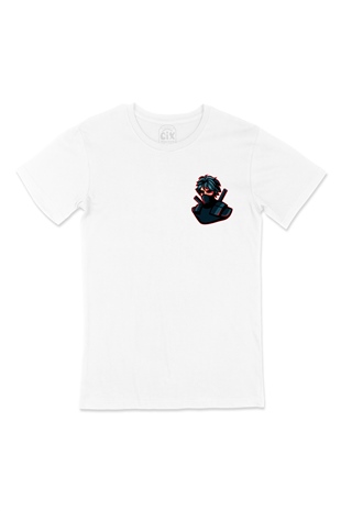 Ninja Assassin Cep Logo Tasarımlı Beyaz Tişört