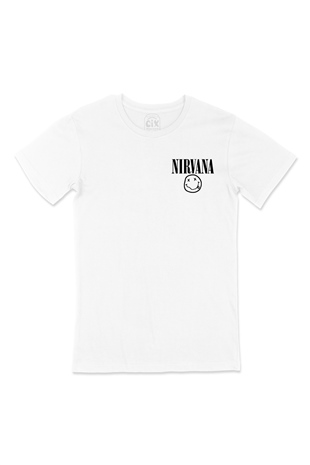 Nirvana Cep Logo Tasarımlı Beyaz Tişört