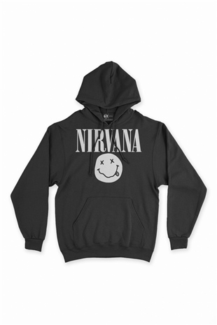 Nirvana Sarı Tasarım Siyah Sweatshirt Hoodie