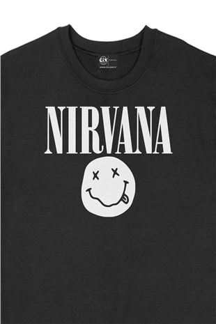 Nirvana Sarı Tasarım Siyah Sweatshirt