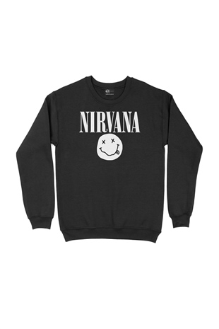 Nirvana Sarı Tasarım Siyah Sweatshirt
