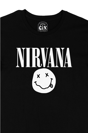 Nirvana Sarı Tasarım Siyah Tişört