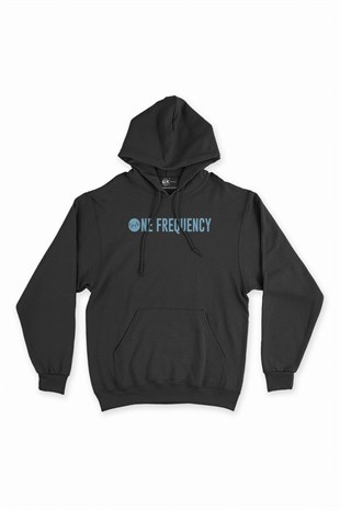 No Frequency Siyah Kapşonlu Sweatshirt Hoodie