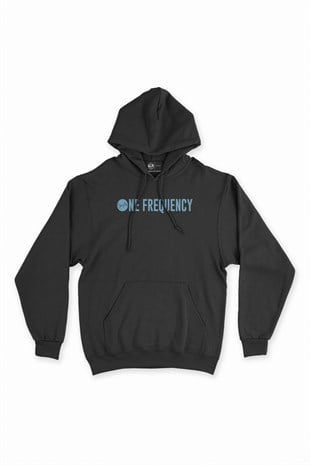 No Frequency Siyah Kapşonlu Sweatshirt Hoodie