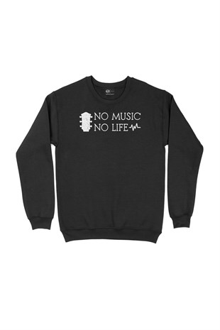 No Music No Life Siyah Sweatshirt