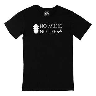 No Music No Life Siyah Tişört