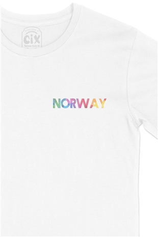 Norveç Cep Logo Tasarımlı Beyaz Tişört