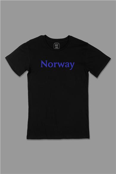 Norveç Norway Büyük Baskılı Siyah Tişört