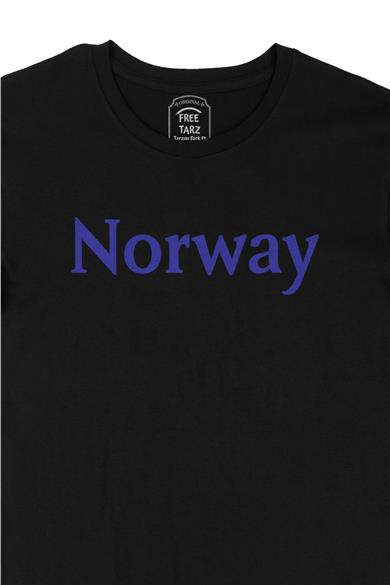 Norveç Norway Büyük Baskılı Siyah Tişört