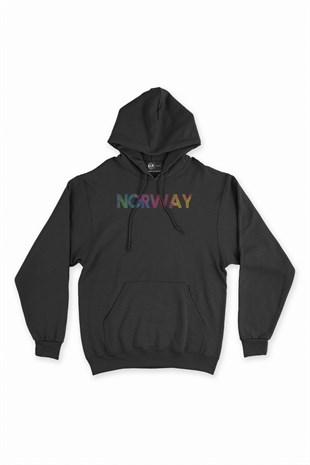 Norveç Siyah Kapşonlu Sweatshirt Hoodie