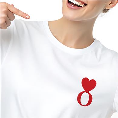 O Harf Baskılı Kalpli Boyfriend Beyaz Tişört