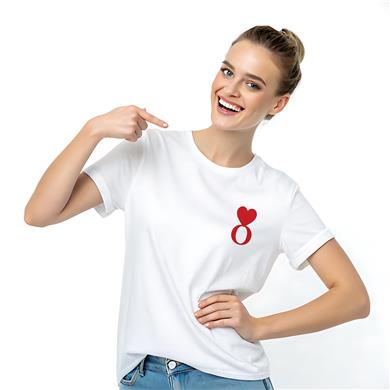 O Harf Baskılı Kalpli Boyfriend Beyaz Tişört