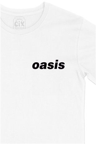 Oasis Cep Logo Tasarımlı Beyaz Tişört