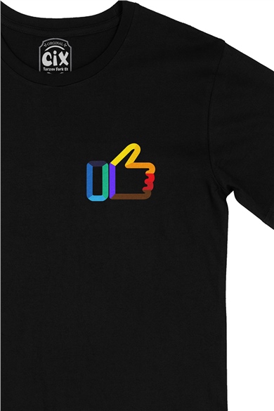 Okey Cep Logo Tasarımlı Siyah Tişört