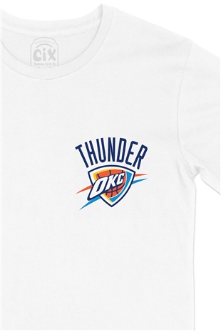 Oklahoma City Thunder Cep Logo Tasarımlı Beyaz Tişört