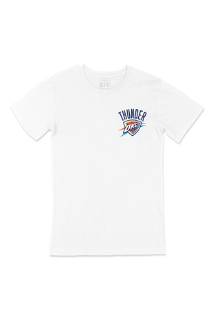 Oklahoma City Thunder Cep Logo Tasarımlı Beyaz Tişört