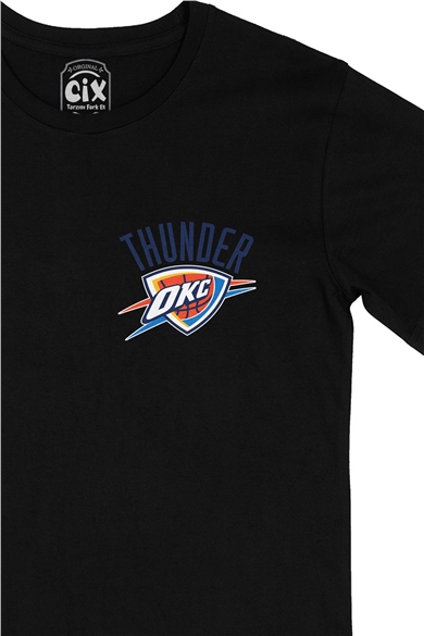 Oklahoma City Thunder Cep Logo Tasarımlı Siyah Tişört