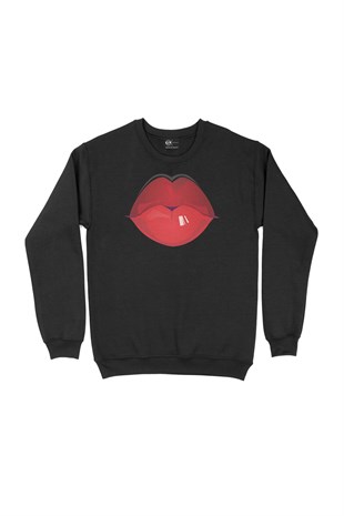 Öpücük Siyah Sweatshirt