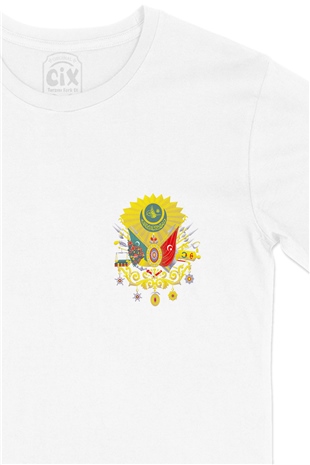 Osmanlı Armalı Cep Logo Tasarımlı Beyaz Tişört