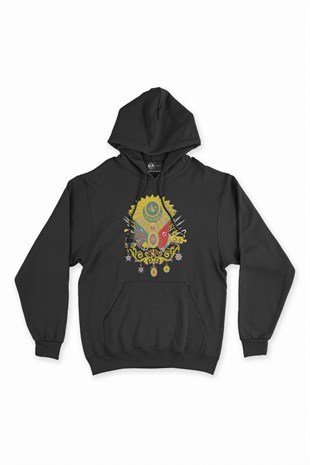 Osmanlı Armalı Siyah Kapşonlu Sweatshirt Hoodie