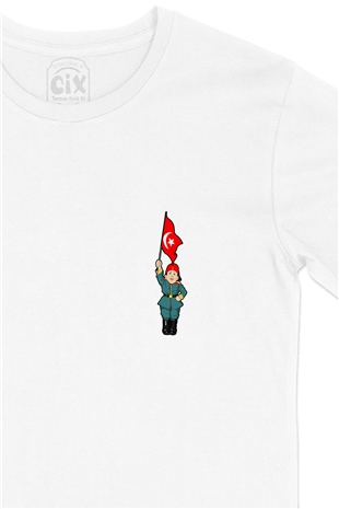 Osmanlı Çocuğu Cep Logo Tasarımlı Beyaz Tişört