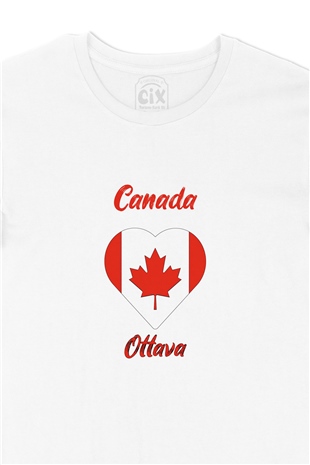 Ottava Canada Bayraklı Kalpli Tişört