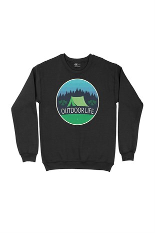 Outdoor Life Logolu Siyah Sweatshirt